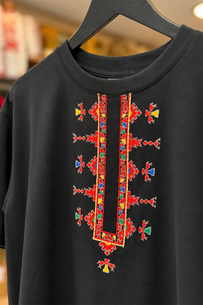 Men’s T-shirt with Bulgarian Embroidery Fragment