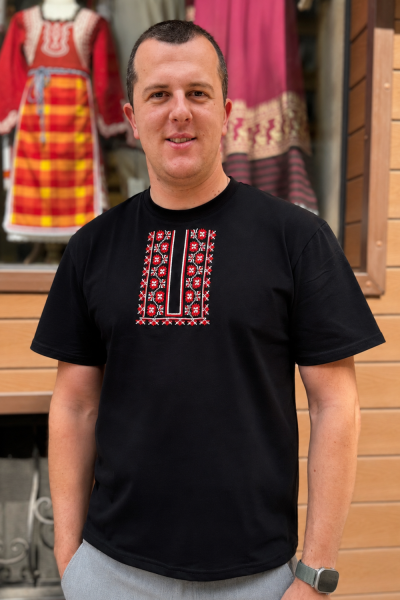 Men’s T-shirt with Bulgarian Embroidery Fragment