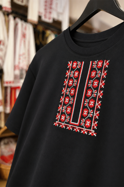 Men’s T-shirt with Bulgarian Embroidery Fragment