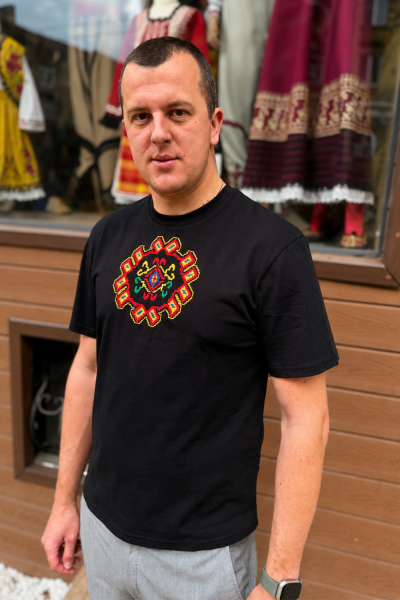 Men’s T-shirt with Bulgarian Embroidery Fragment