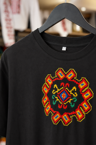 Men’s T-shirt with Bulgarian Embroidery Fragment