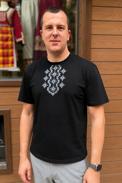 Men’s T-shirt with Bulgarian Embroidery Fragment