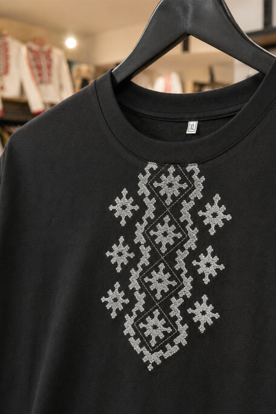 Men’s T-shirt with Bulgarian Embroidery Fragment