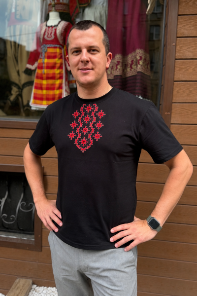 Men’s T-shirt with Bulgarian Embroidery Fragment
