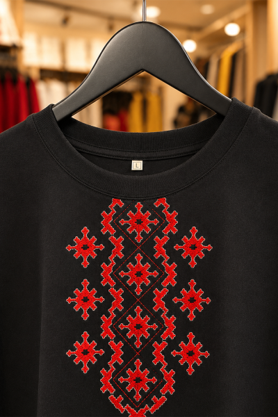 Men’s T-shirt with Bulgarian Embroidery Fragment